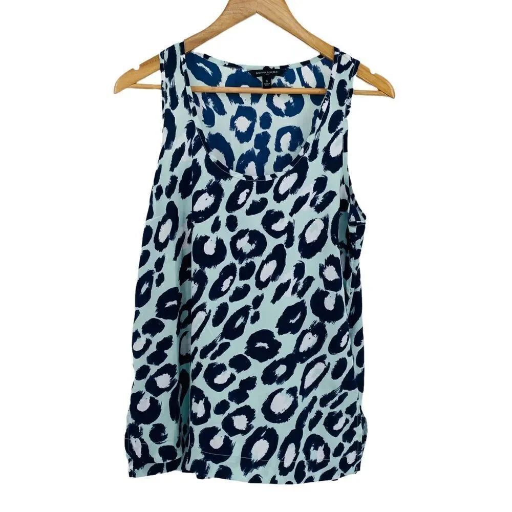 Banana Republic blue animal print dressy tank size small